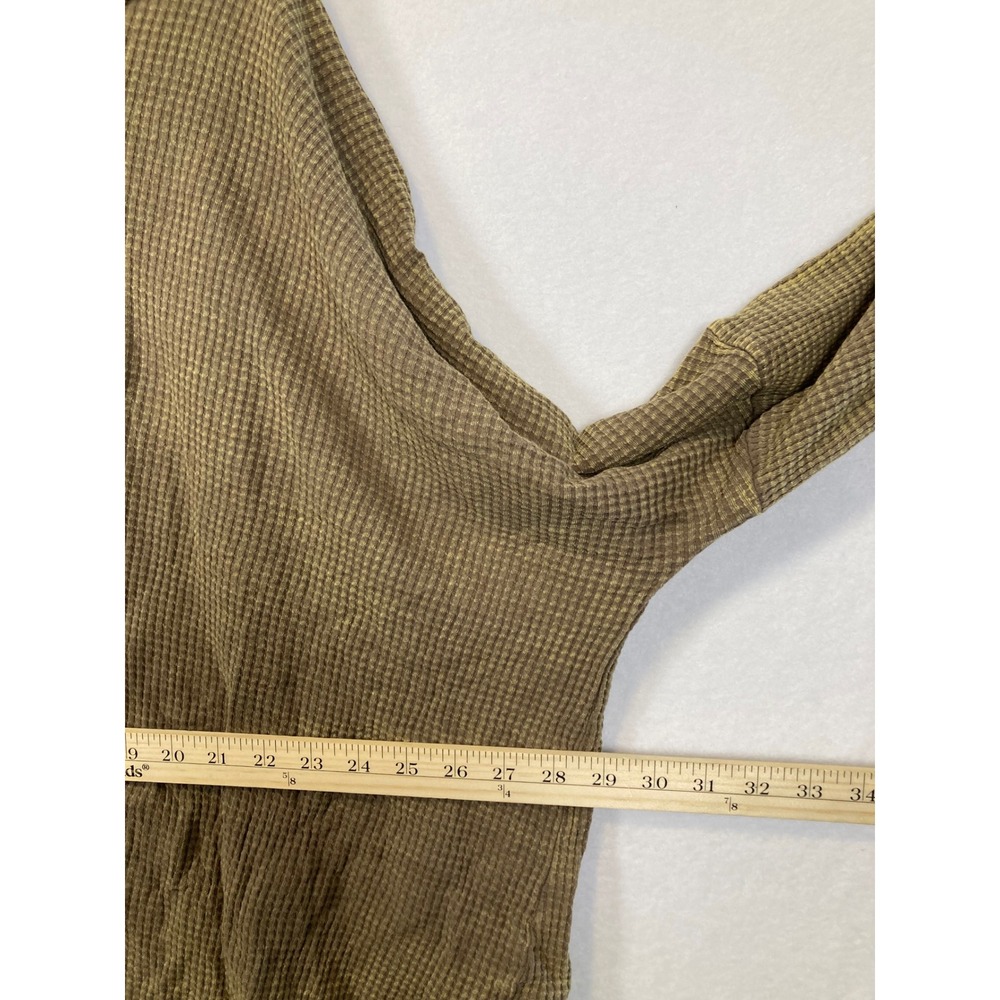 Zenana Womens Plus Size 1X/2X Waffle Knit Thermal Top Olive Green Oversized - Picture 6 of 8